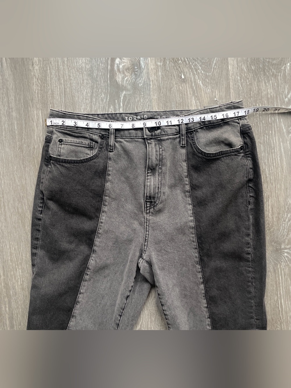 Torrid High-Rise Straight Colorblock Jeans NWT Black & Gray Two-Tone Denim - Picture 4 of 8